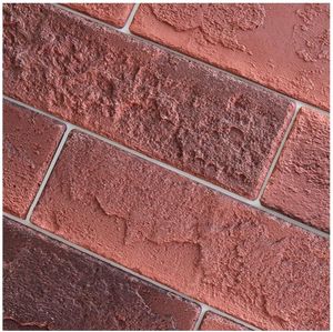 lot 36793 image: (301)100 Vintage Red Faux Brick Wall Tiles, 3D Thin Brick Veneers for Bedroom, Bathroom, Kitchen, Fireplace and Fence Wall Panels - Retail $50