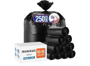 lot 36796 image: Black Trash Bags 30-33 Gallon 250 Count - Retail $25