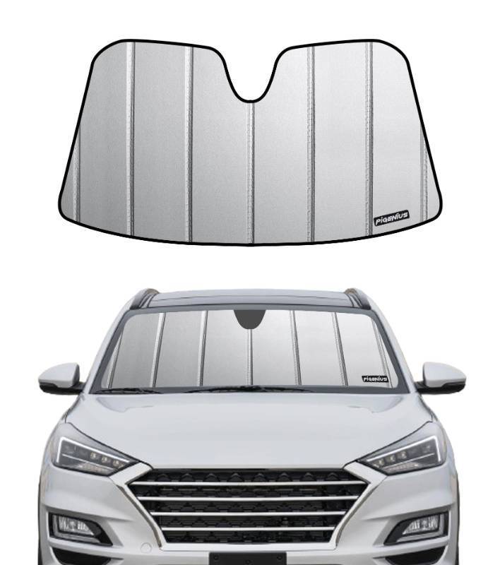 lot 24660 image: Pigenius Windshield Sunshade for Hyundai Tucson 2019-2021, Premium Grey Leather Finish
