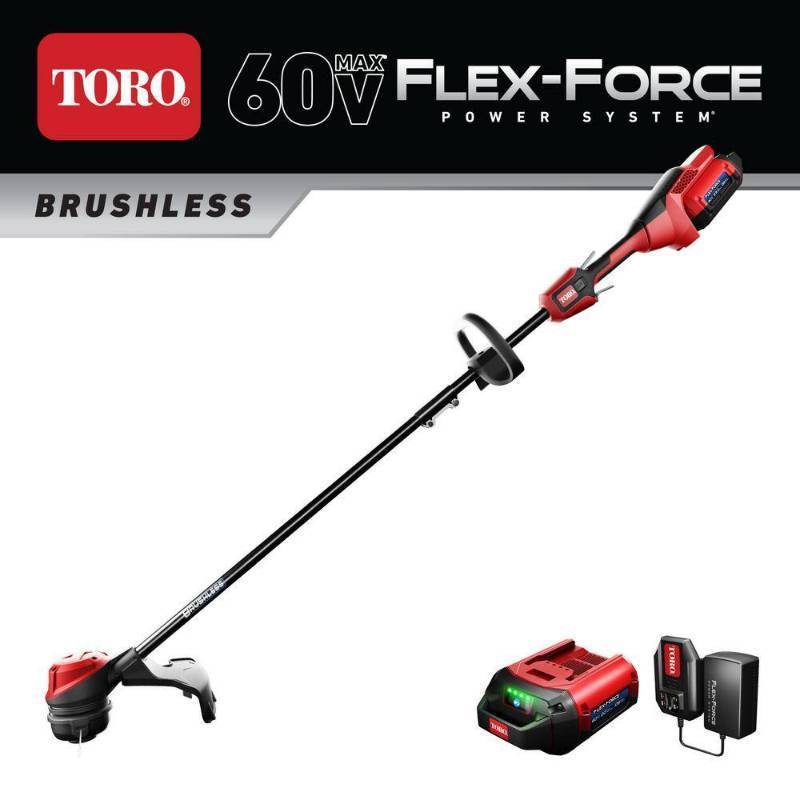 lot 24676 image: Toro Flex Force 60V Brushless 1315   String Trimmer with Battery & Charger
