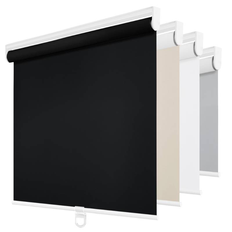 lot 24667 image: ChrisDowa Cordless Blackout Roller Shades for Windows, Thermal Insulated UV Protection Pull Down Shades, Total Blackout Window Blinds for Home, Office, Bedroom, Door (34 W x 72 H, Black)