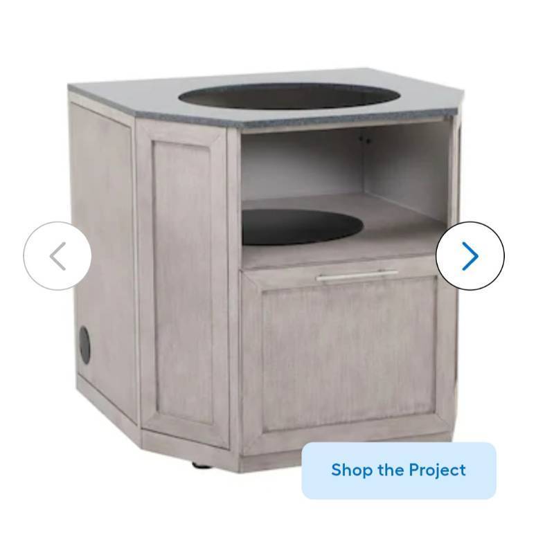 lot 24693 image: allen  roth Driftwood Shore 36.02-Inches W x 36.22-Inches D x 35.83-Inches H Outdoor Kitchen Kamado grill cabinet - Retail - $1649.00