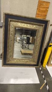lot 4010 image: 48x60 Ornate Gold and Black Decorative Wall Mirror