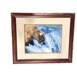 lot 4015 image: 19x23 Framed bear art in Wooden Frame