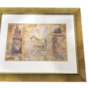 lot 4018 image: 20x24 Egyptian Hieroglyphic Wall Art Print in Gold Frame
