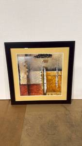 lot 4030 image: 32x32 Contemporary Abstract Mixed Media Artwork in Black Frame