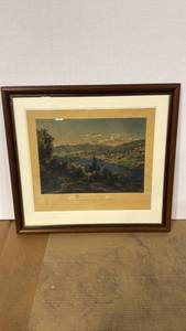 lot 4031 image: 32x35 German Landscape Lithograph Print - Mettlach am Kenchingen