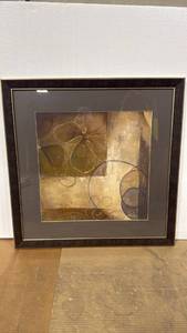 lot 4042 image: 36x36 Abstract Geometric Wall Art in Brown Wood Frame