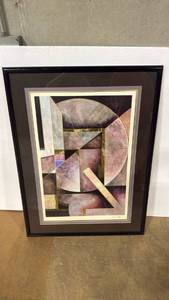 lot 4044 image: 34x36 Abstract Geometric Framed Art Print