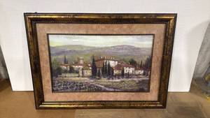 lot 4045 image: 30x41 Tuscan Villa Landscape Framed Wall Art