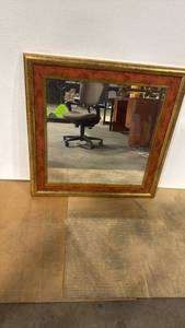 lot 4047 image: 35x36 Decorative Wood Frame Wall Mirror