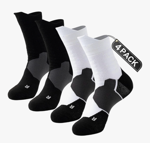 lot 4052 image: Basketball Socks 4-Pack - Thick Cushioned, Hiking Socks - Breathable Moisture- Outdoor Crew Socks for Men &Boys - Retail $0