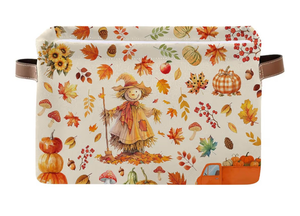 lot 4066 image: Pumpkin Fall Laundry Basket, Autumn Farm Harvest Storage Bins with Handles for Toy, Collapsible Laundry Hamper for Friend, Maple Leaf Scarecrow Basket for Bedroom, Gifts for Chritsmas Thanksgiving - Retail $0