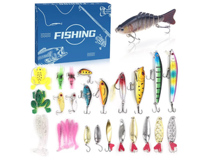 lot 4069 image: Fishing Advent Calendar 2025 Adult Men Teen - 24 Days Fishing Lure Countdown Calendar with 29Pcs Lures Set - Spoons Minnow Crankbait VIB Xmas Gift for Father Granpa Brother Boyfriend - Retail $0