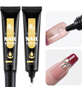 lot 4078 image: UTOKAKA Gel Nail Glue for Nails Tips, 2pcs 15g Super Strong Solid Gel Soak Off for Acrylic Extensions Fake Nails Press On Nails U V Lamp Curing Needed Long Lasting Gel Glue Ki - Retail $0