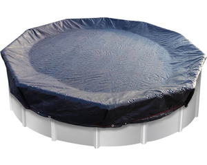 lot 4084 image: STARPYNG-Pool Cover,Above Ground Pool Solar Cover, Underground Pool Cover Protector with Drawstring Design, Easy to Install (Pool Size 18FT, Cover Size 21FT, Round, NavyBlack,Weave 7x7) - Retail $0