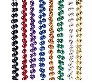 lot 4098 image: y Lot of 12 Assorted Metallic Beaded Mardi Gras Necklaces Costume - Retail $0