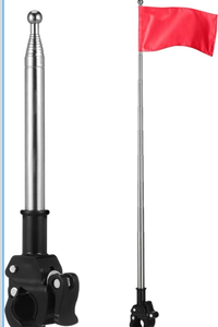 lot 4111 image: DECHOUS 2Pcs Telescoping Bicycle Safety Flag Pole 51 Inch Stainless Steel Bike Flagpole Mount Holder for Motorcycle Golf Cart Wheelchairs ATV Dirt Bike Trailers Cycling Accessories - Retail $0