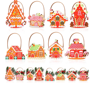 lot 4113 image: anwuta 8 Pcs Christmas Gingerbread Gift Bags Felt Christmas Treat Goodie Bags for Candy, Snacks, and Gift Xmas Party Favor Holiday Supplies(Gingerbread House) - Retail $0