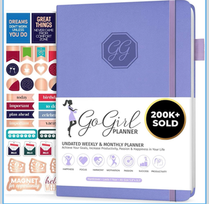 lot 4114 image: GoGirl Planner and Organizer for Women �� Compact Size Weekly Planner, Goals Journal & Agenda to Improve Time Management, Productivity & Live Happier. Undated �� Start Anytime, Lasts 1 Year �� Lavender - Retail $0