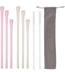 lot 4118 image: 6pcs Replacement Straw Compatible with 203040oz Bottles, BPA Free Anti Wrinkle Straw with 2 Cleaning Brush & Carrying Bag 3 Sizes Reusable Silicone No Wrinkle Straws for Stanley Tumbler & More - Retail $0