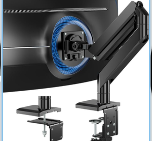 lot 4124 image: Heavy Duty Ultrawide Monitor Arm for 49 inch Screens up to 50 lbs, Premium Desk Mount Monitor Stand Designed for Samsung Odyssey G9 and More, Max VESA 100x100, Black - Retail $0
