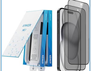 lot 4125 image: Anker 2 Pack for iPhone 15 Plus Privacy Screen Protector, Anti-Spy HD Tempered-Glass Privacy Screen Protector, Easy Installation Exclusively for iPhone 15 Plus (2-Pack) - Retail $0