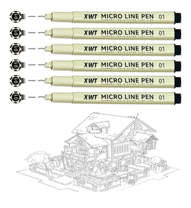 lot 4129 image: Micro Fineliner Pens 6Pcs 0.25mmSet, Ultra Fine Fineliner Pen, Water-based Black Pigment Ink, Drawing Journaling Doodling Supplies for Artists, Designers, Students - Retail $0