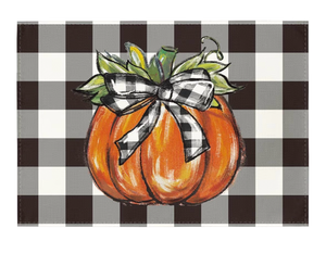 lot 4131 image: Artoid Mode Buffalo Plaid Fall Placemats, 24x36 Inch Extra Large Table Mats for Kitchen Countertop Protector Dining Decoration - Retail $0