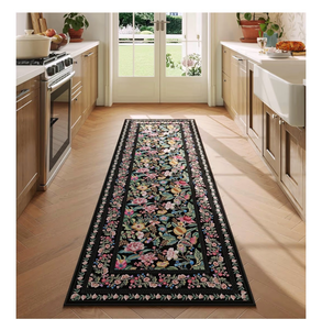 lot 4134 image: Runner Rug for Kitchen Rug Non Slip 26x8 Washable Rugs with Rubber Backing Soft Vintage Floral Carpet Runner for Kitchen, Laundry, Bedroom, Bathroom, Black - Retail $0