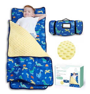 lot 4136 image: Toddler Nap Mat with Pillow and Blanket, Large Rolled Napping Mats,Slumber Bags for Boys Girls,Kids Sleeping Bag for Daycare, Preschool Travel - Retail $0