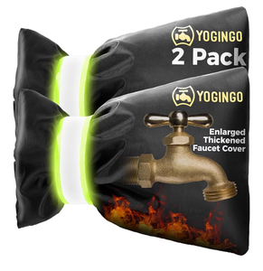 lot 4144 image: Outdoor Faucet Covers for Winter Freeze Protection, Hose Bib Covers for Winter, Water Spigot Cover Winter Insulated, 2 Pack 6.7 x 9.5 Pipe Wrap Insulation Cover Socks Outside Faucet Freeze Protector - Retail $0