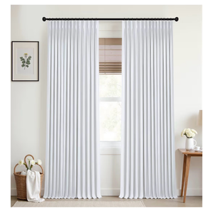 lot 4148 image: Mrs.Naturall Viral Neutral Warm White Linen 100% Blackout Curtains 84 Inches Long for Living Room Bedroom,Cortinas Blancas para Dormitorio Black Out Curtains 84 Inch Length 2 Panels Set - Retail $0