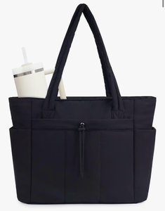 lot 4152 image: Wandering Nature Puffer Tote Bag for Women Fits 32oz Tumbler & 12 Tablet, Quilted Crossbody Hobo Bag for Work, Travel, Gym - Retail $0