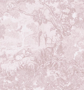 lot 4154 image: Ismoon Pink Peel and Stick Wallpaper Neutral Wall Paper 17.3in�6.56ft Vintage Removable Self-Adhesive Wallpaper Animals Jungle Contact Paper for Cabinets Bathroom Walls Covering Vinyl Roll - Retail $0