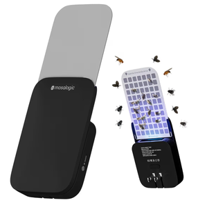 lot 4155 image: Mosalogic Fly Insect Trap Plug-in Mosquito Killer Gnat Moth Catcher Fly Tapper UV Attractant Catcher for 400 Sq Ft of Protection (Black-1pack) - Retail $0