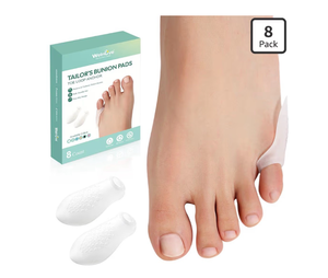 lot 4163 image: Welnove Tailors Bunion Corrector Pads - 8 Pack Pinky Toe Protector, Bunion Corrector with Separator for Women Men, Gel Bunion Shield for Foot Pain Relief - FSAHSA Eligible (Regular Pads) - Retail $0