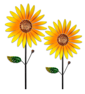 lot 4166 image: 2 Packs Wind Spinners Outdoor, Sunflower Decor Windmill for Yard, Pinwheels, Wind Spinners for Yard Garden, Outdoor Metal Wind Spinner Lawn Decor - Retail $0