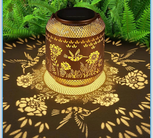 lot 4180 image: Solar Lanterns Outdoor Waterproof Christmas Birthdays Gifts for Women Mom Grandma Butterfly Garden Decor Metal Hanging Solar LED Lights for Patio(Hummingbird) - Retail $0