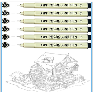 lot 4182 image: Micro Fineliner Pens 6Pcs 0.25mmSet, Ultra Fine Fineliner Pen, Water-based Black Pigment Ink, Drawing Journaling Doodling Supplies for Artists, Designers, Students - Retail $0