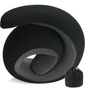 lot 4184 image: REDOFF�Travel Pillow for Neck Support, Memory Foam Neck Pillow for Airplane, Car, Office - Adjustable Strap with Magic Tape, Breathable & Portable with Storage Bag��Its Good to give Gifts.��Black�� - Retail $0