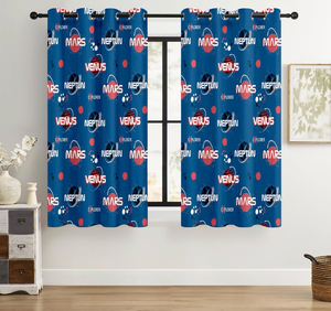 lot 4204 image: Kids Space Mars Blackout Curtains - 100% Blackout, Thermal Insulated, Noise Reducing,Bring The Cosmos Closer to Kids Room, 2 Panels (Planet Parade, W52�L63) - Retail $0