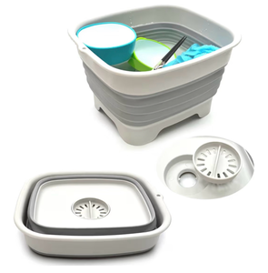 lot 4209 image: 2-in-1 Collapsible Wash Basin for Baby Bottles and Dishes with Drain Plug �� Space-Saving Foldable Basin, Camping and RV Use, Versatile Collapsible Dish Pans for Kitchen Sink, Cleaning & Food Straining - Retail $0