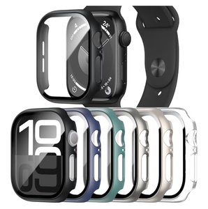 lot 4215 image: 6 Pack Case with Tempered Glass Screen Protector for Apple Watch Series 1011 46mm, Ultra-Thin Protective Face Cover Hard PC Bumper Case for iWatch 46mm Accessories - Retail $0