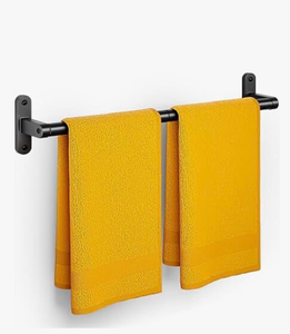 lot 4221 image: Towel Bar 24 Inch for Bathroom�� Rustproof Matte Black Towel Rod ��Sturdy Towel Rack Wall Mounted, Towel Holder Modern Home Decor - Retail $0
