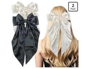 lot 4223 image: 2 PCS White Black Hair Bows Valentines Day Gifts for Her - Hair Accessories for Women Girls  Cute Clips Claws Barrettes for Mom - Christmas Birthday  Easter Basket Stuffers - Retail $0