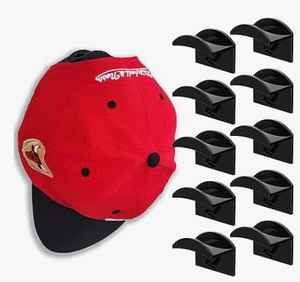 lot 4224 image: KOVSPO 10 PCS Adhesive Hat Hooks for Wall, Strong Hold Hat Hangers, Minimalist Hat Rack Design, No Drilling, Hat Hooks for Baseball Caps, Hat Holder Organizer for Wall, Door, Closet, Office, Bedroom - Retail $0