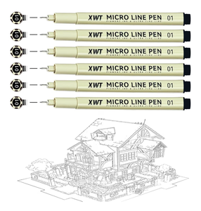 lot 4229 image: Micro Fineliner Pens 6Pcs 0.25mmSet, Ultra Fine Fineliner Pen, Water-based Black Pigment Ink, Drawing Journaling Doodling Supplies for Artists, Designers, Students - Retail $0