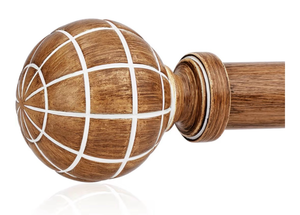 lot 4230 image: Wood Curtain Rods for Windows 48��84 Inches, 1 Heavy Duty Adjustable Farmhouse Drapery Pole with Rustic Wood Grain Decorative Finials - Retail $0