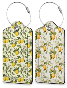 lot 4247 image: Lemon Flower 2Pack Luggage Tag for Suitcase, Unique Leather Travel Tags Identifiers with Privacy Name Address Labels & Durable Steel Loop for Women Men Travel - Retail $0